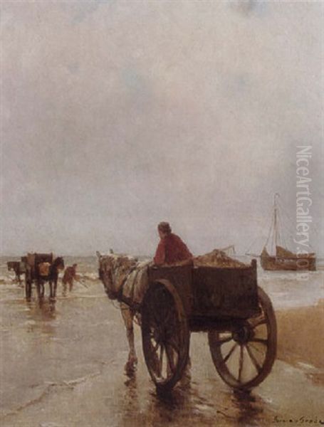Shellfishers On The Beach - view 1