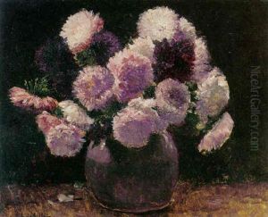 A Still Life With Chrysanthemum In A Ceramic Vase