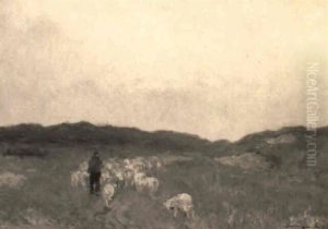 Schafherde In Den Dunen by German Grobe