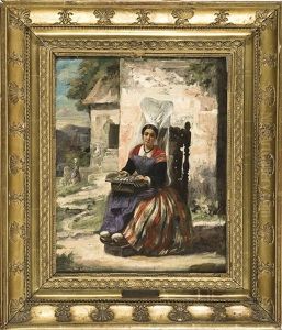 Donna In Costume Seduta by Francois Frederic Grobon