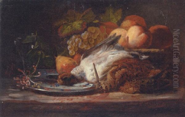 Peaches, Pears And Grapes With Two Game Birds In The Foreground - view 1