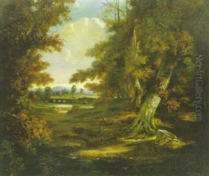Paysage, Soleil Couchant by Francois Frederic Grobon