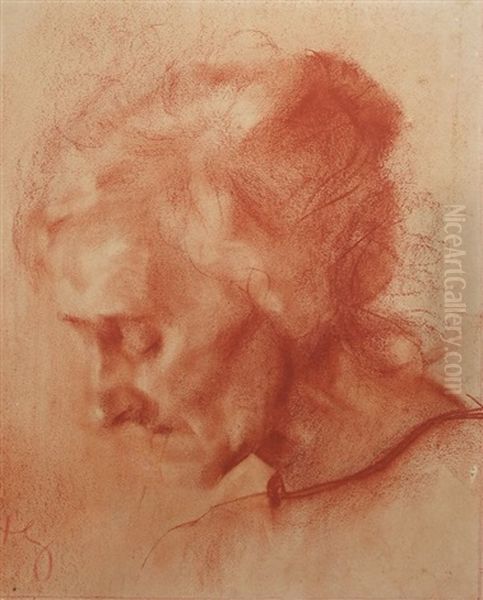Kopf Einer Alten Frau Im Profil (+ Sketch, Oil, Verso) - view 1