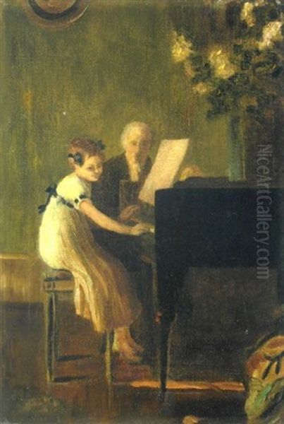 Klavierstunde (junges Madchen Mit Lehrer Am Flugel) - view 1