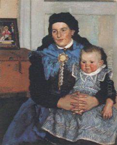 Bauerin Mit Kind by Hermann Groeber