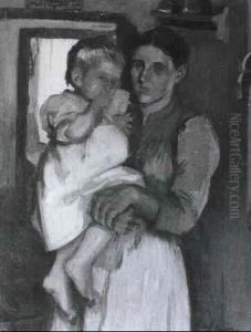 Junge Bauerinmit Kind by Hermann Groeber