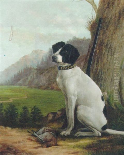 A Pointer Guarding The Day's Bag - view 1