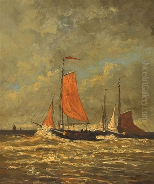 Boats In Stormy Sea - view 1