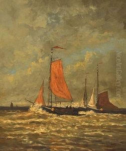Boats In Stormy Sea by Tamine Tadama Groeneveld