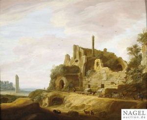Extensive Landscape With Ancient Ruins And Goatherds