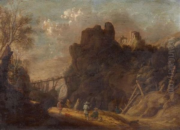 Gebirgige Landschaft Mit Figurenstaffage - view 1