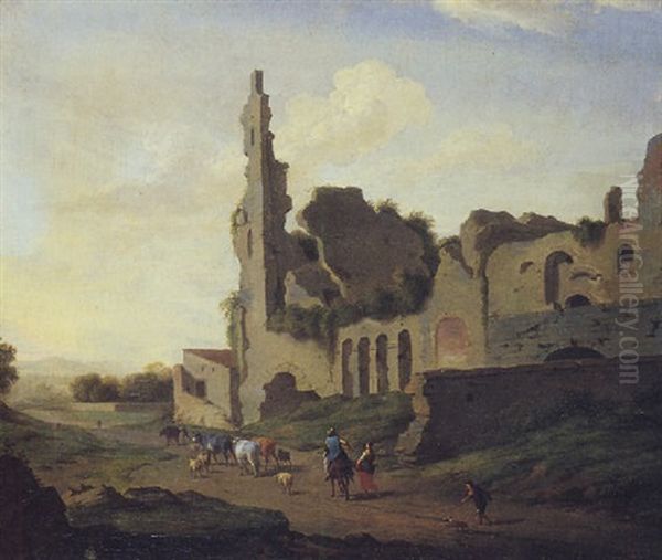 Paesaggio Con Rovine Ed Armenti - view 1