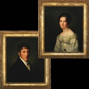 Portraits Of Friedrich August Von Linstow And Antonie Von Linstow (pair) by Friedrich Carl Groeger