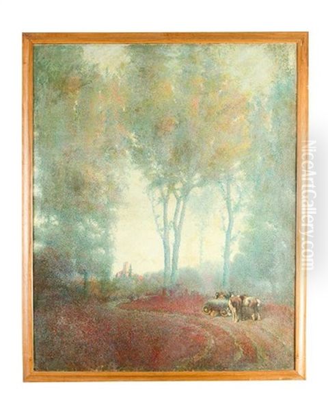 Pointillist Landscape With Horses And Farmer - view 1