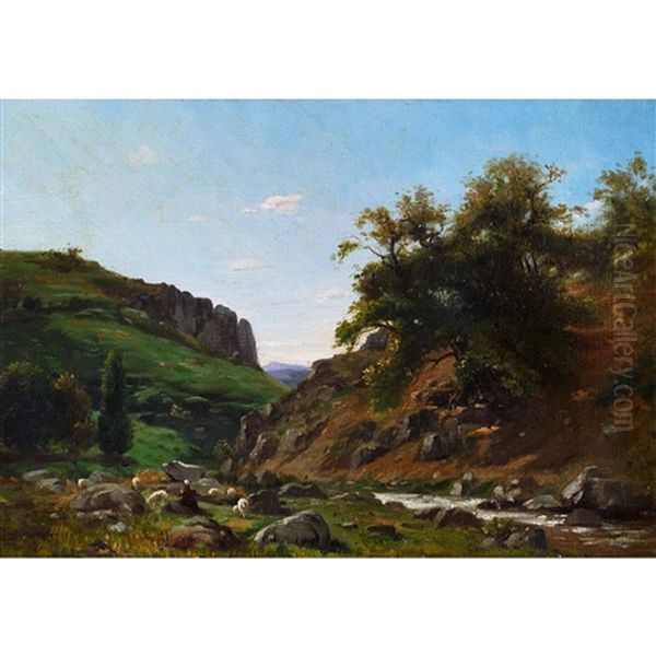 Berglandschaft Mit Hirten Und Schafherde - view 1