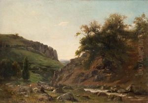 Landschaft Mit Hirtin by Marcelin De Groiseilliez