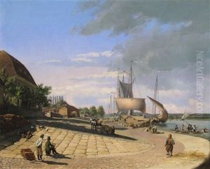 A Port Scene, Possibly In Bordeaux by Curt Victor Clemens Grolig