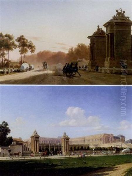 Promeneurs Et Chevaux A Versailles (+ Another; 2 Works) - view 1