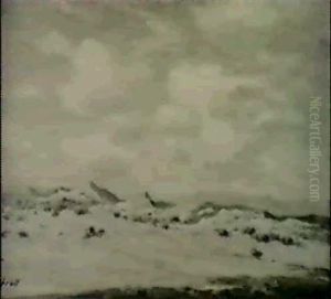 Rain Clouds-orizon Desert/ Covered Wagon Crossing The       Desert