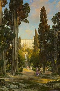 Im Park Der Villa D'este In Rom by Theodor Groll