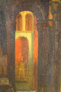 Italian Cathedral Interior With Priest