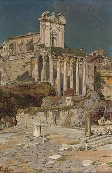 The Forum Before St. Giuseppe Dei Falegnami, Rome - view 1