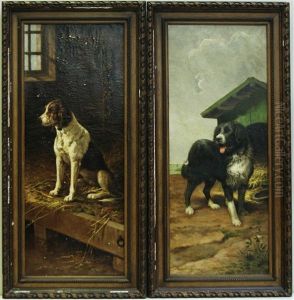 Cani Coppia Di Dipinti Ad by Ottavio Grolla