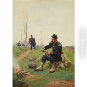 L'heure Du Cafe by Paul Louis Narcisse Grolleron