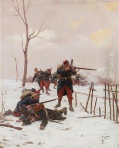 Battle Scene,1882 by Paul Louis Narcisse Grolleron