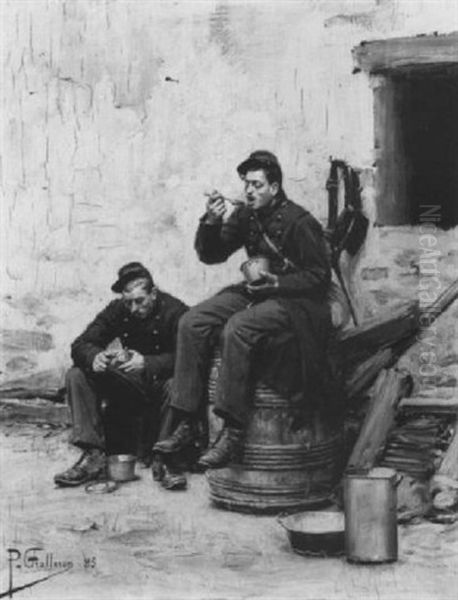 Two Soldiers Break For A Meal - view 1