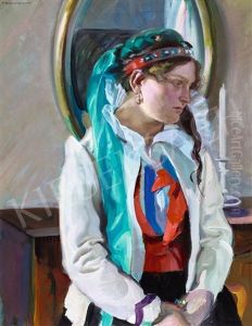 Young Girl In The Room by Hermann Grom-Rottmayer