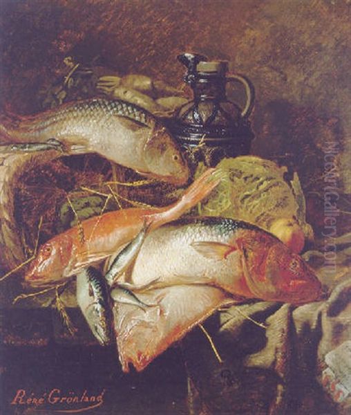 Stilleben Mit Fischen Und Steinzeugkrug - view 1