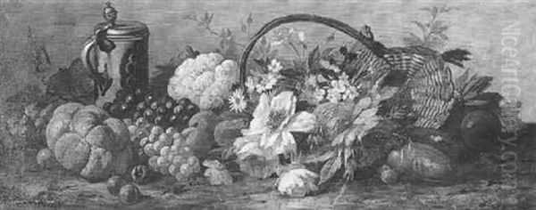 Opstilling Med Blomster Og Fruger - view 1