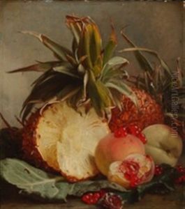 Still Life With Pineapples And Peaches by Theude Groenland