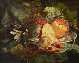 Stilleben Med Ananas Och Persikor by Theude Groenland