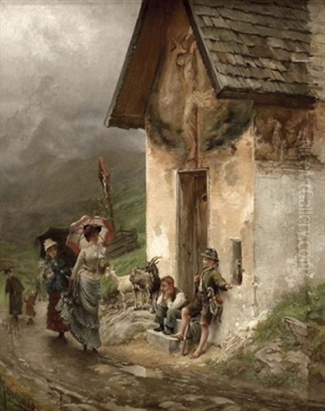 Vom Regen Uberraschte Besucher Auf Der Hochalm - view 1