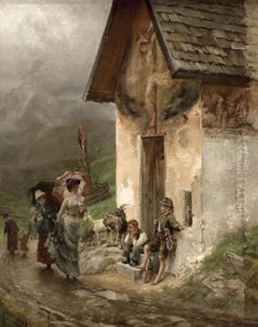 Vom Regen Uberraschte Besucher Auf Der Hochalm