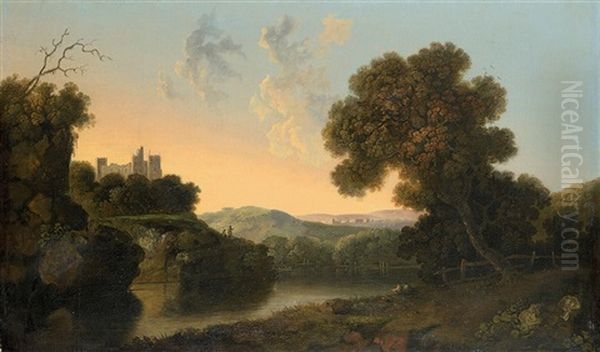 A River Landscape With A Fishermen On The Banks - view 1