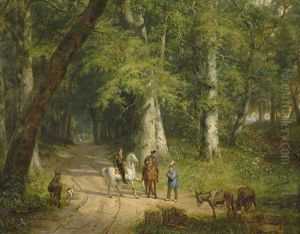 Reiter Im Gesprach Auf Einem Waldweg by Frans Arnold Breuhaus de Groot