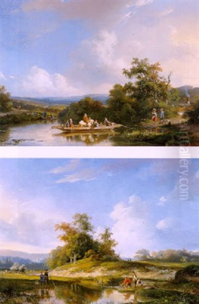 Rivierlandschap Met Vissers Langs De Oever - view 1