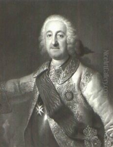 Portrait Of An Elegant Nobleman Wearing A Grey Coat And White Lace Collar by Georg Khristopher Groot