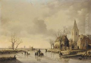 Skaters In Dutch Landscape