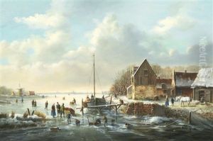 Boat And Figures On A Frozen River