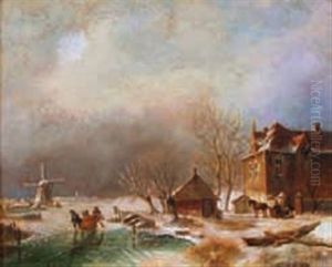 Paysage D"hiver Anime Au Moulin
