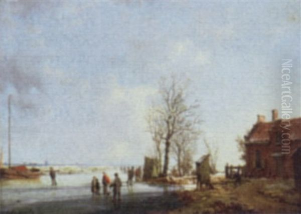 Ice Skaters In A Winter Landscape - view 1