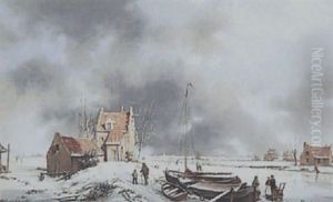 A Dutch Winter Landscape by A. de Groote