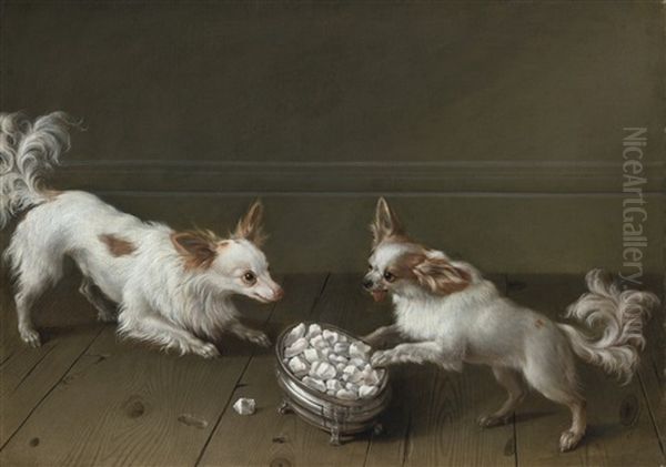 Two Toy Spaniels At A Sugar Bowl - view 1