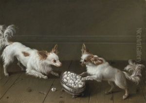 Two Toy Spaniels At A Sugar Bowl by Johann Friedrich Grooth