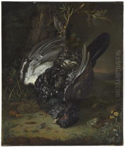 A Blackcock In A Wooded Landscape by Johann Friedrich Grooth