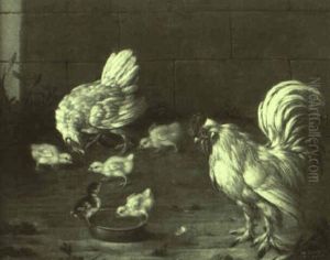 Huhnerfamilie Beim K"rnerpieken by Johann Friedrich Grooth